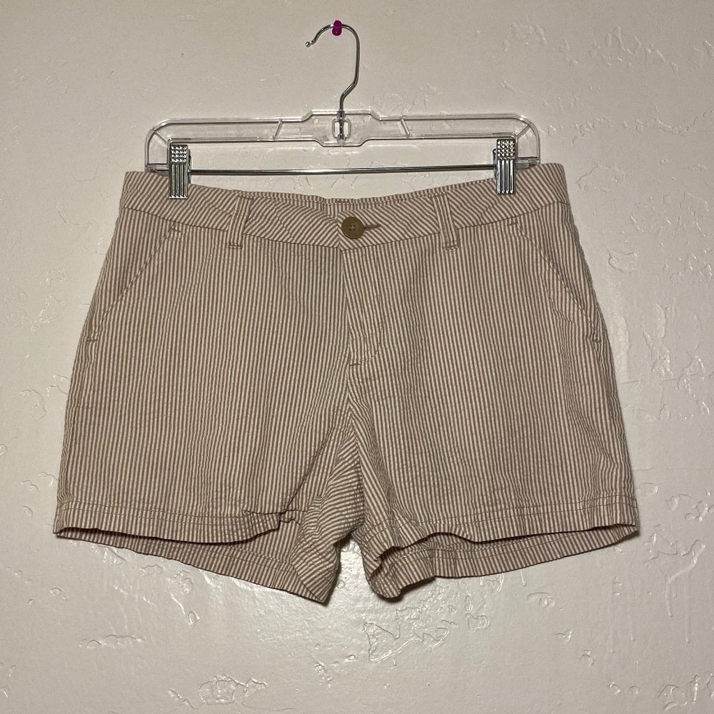 bcg tan & white striped shorts, size 8